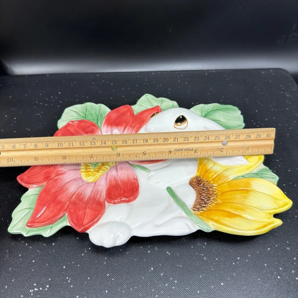 Fitz and Floyd‎ Bunny Blooms Decorative Wall Plate Rabbit Floral Ceramic Easter